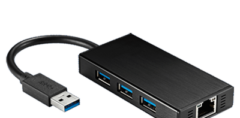 3-Port USB 3.0 HUB with Gigabit Ethernet (GbE) Adapter